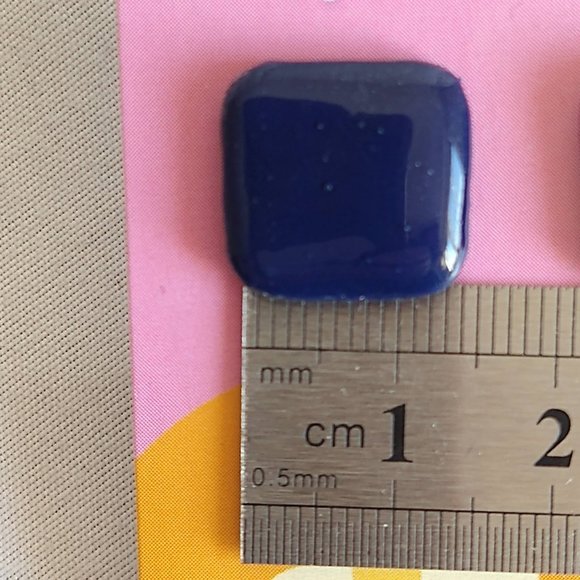 Handmade blue polymer clay earrings. Boucles d'oreilles fait à la main - Picture 6 of 6